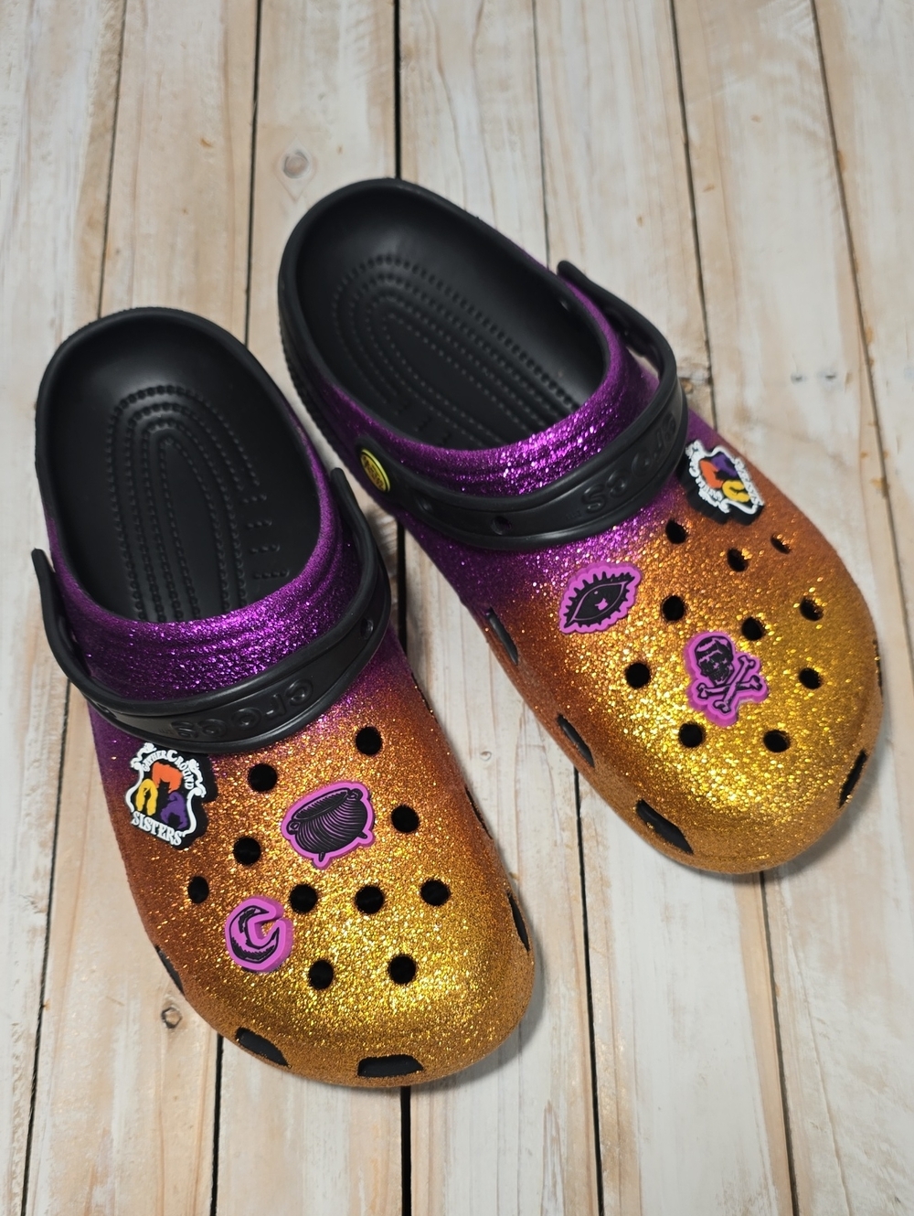 Disney Hocus Pocus Crocs Halloween Ombre Glitter Clogs with Jibbitz